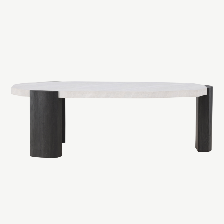 Ovaalne beež diivanilaud Kres, MDF lauaplaat, mustad jalad, 125 x 70,5 cm - 62064-100