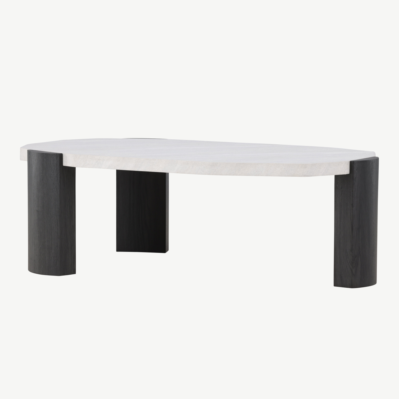 Ovaalne beež diivanilaud Kres, MDF lauaplaat, mustad jalad, 125 x 70,5 cm - 62064-100