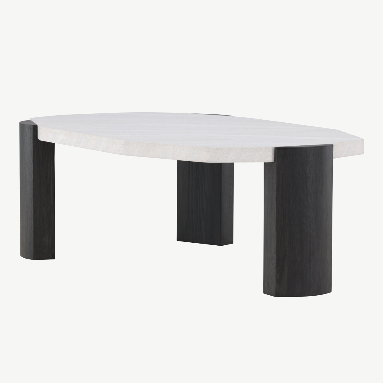 Ovaalne beež diivanilaud Kres, MDF lauaplaat, mustad jalad, 125 x 70,5 cm - 62064-100