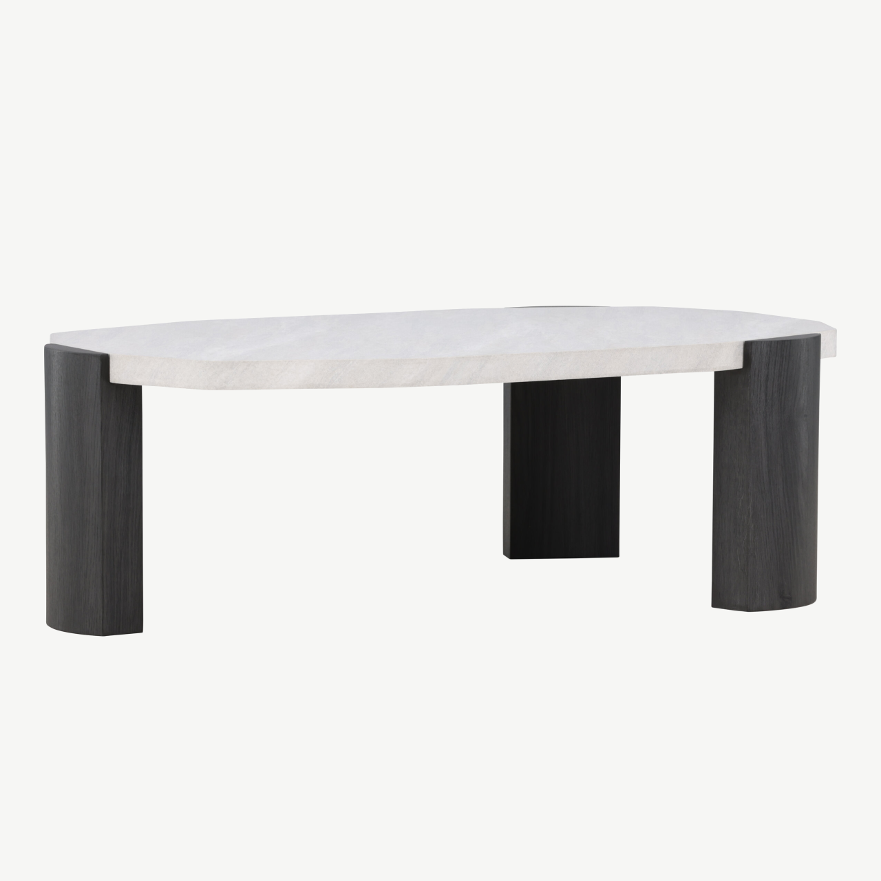 Ovaalne beež diivanilaud Kres, MDF lauaplaat, mustad jalad, 125 x 70,5 cm - 62064-100