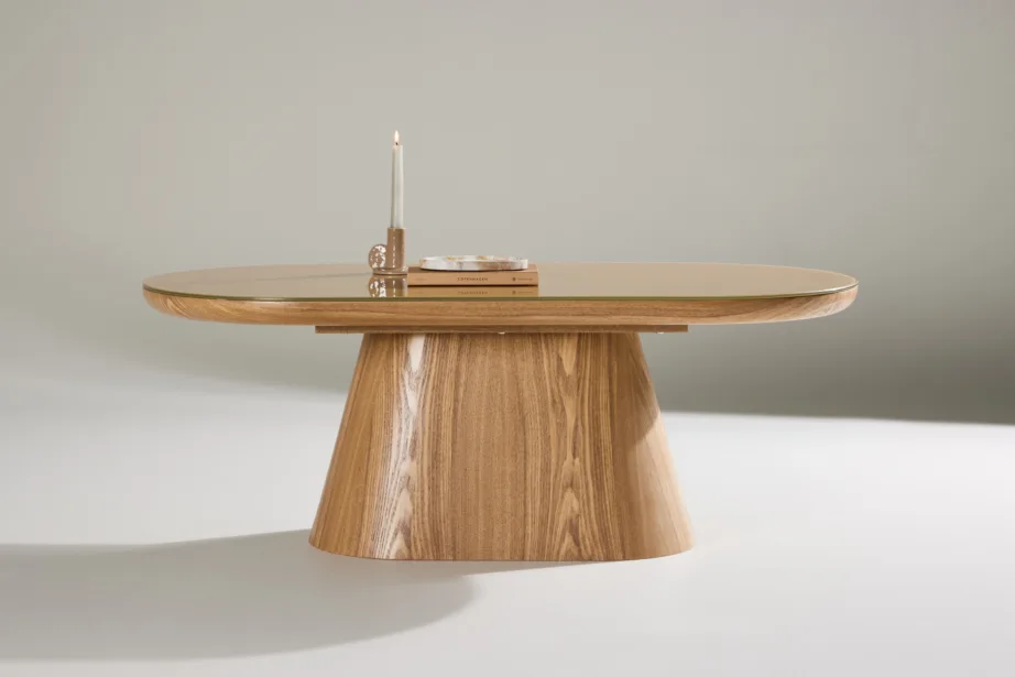 Ovaalne klaasplaadiga diivanilaud Castor (looduslik MDF, 120×60 cm), 62058-111 – 8