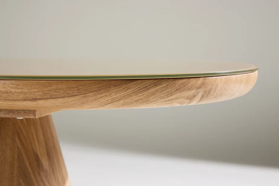 Ovaalne klaasplaadiga diivanilaud Castor (looduslik MDF, 120×60 cm), 62058-111 – 11