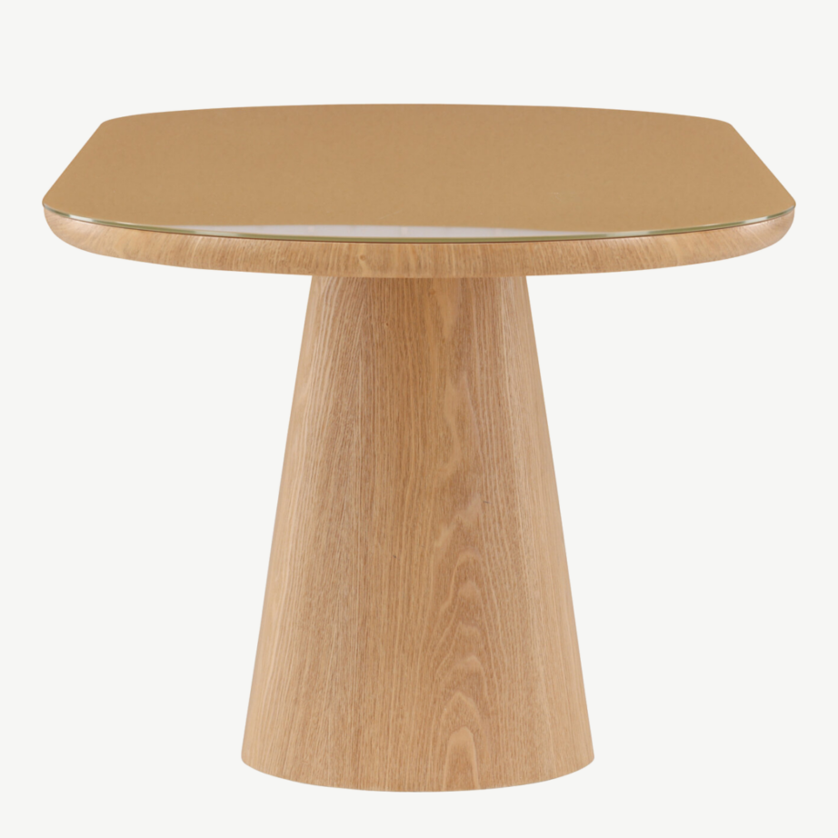 Ovaalne klaasplaadiga söögilaud Castor (loodus, 200×90 cm), 62035-111 – 2