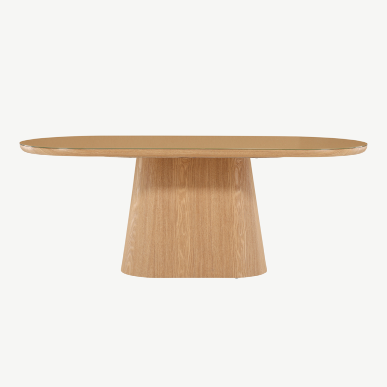Ovaalne klaasplaadiga söögilaud Castor (loodus, 200x90 cm) - 62035-111