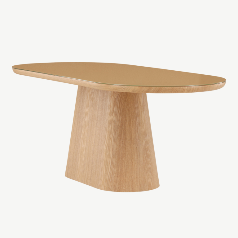 Ovaalne klaasplaadiga söögilaud Castor (loodus, 200x90 cm) - 62035-111
