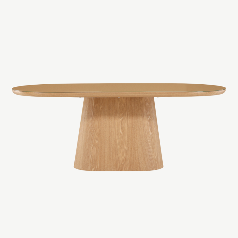 Ovaalne klaasplaadiga söögilaud Castor (loodus, 200x90 cm) - 62035-111
