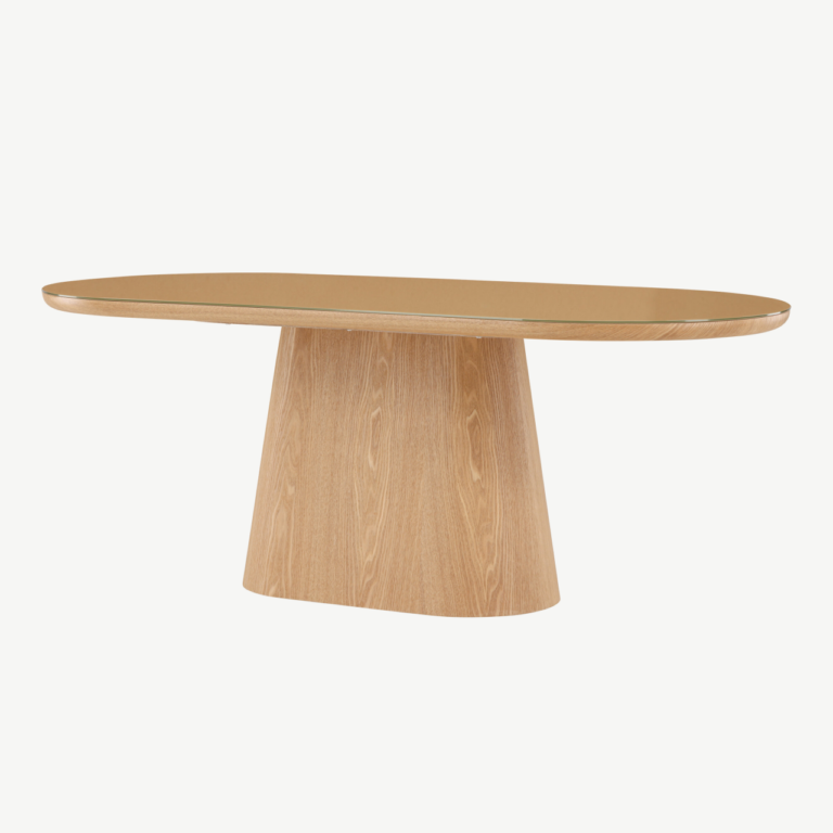 Ovaalne klaasplaadiga söögilaud Castor (loodus, 200x90 cm) - 62035-111