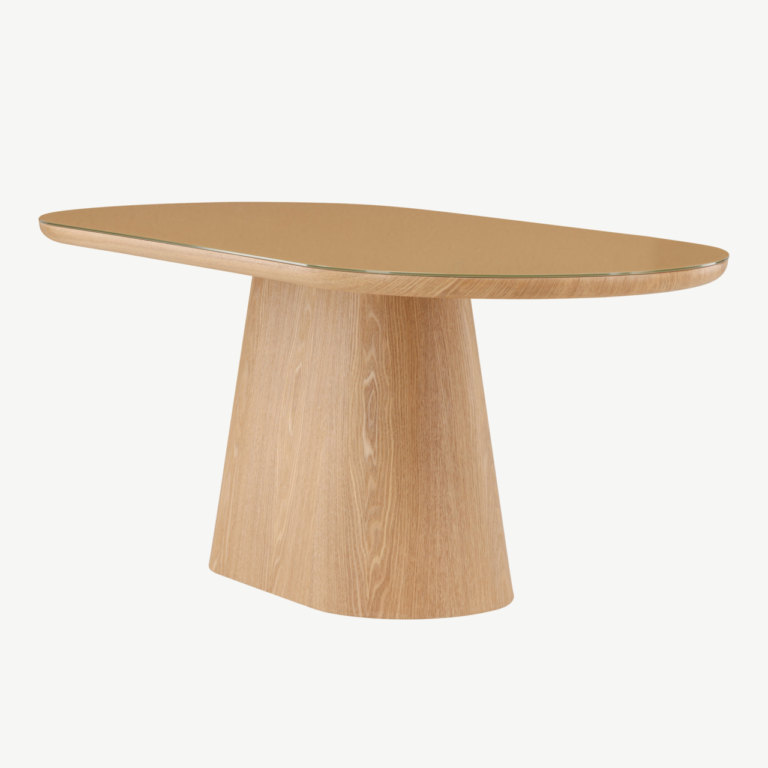 Ovaalne klaasplaadiga söögilaud Castor (loodus, 200x90 cm) - 62035-111