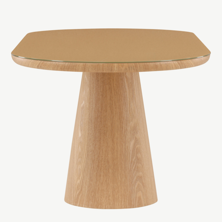 Ovaalne klaasplaadiga söögilaud Castor (loodus, 200x90 cm) - 62035-111