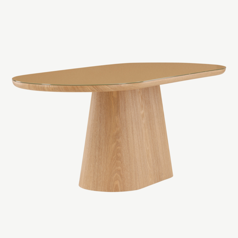 Ovaalne klaasplaadiga söögilaud Castor (loodus, 200x90 cm) - 62035-111
