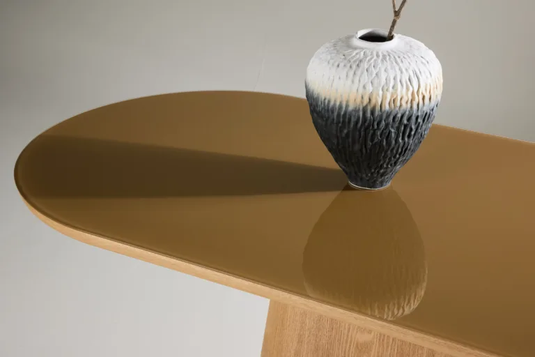 Ovaalne klaasplaadiga söögilaud Castor (loodus, 200x90 cm) - 62035-111