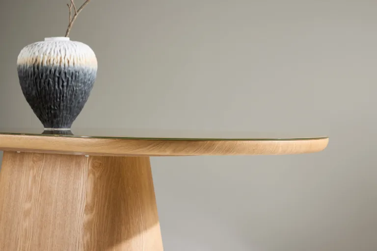Ovaalne klaasplaadiga söögilaud Castor (loodus, 200x90 cm) - 62035-111