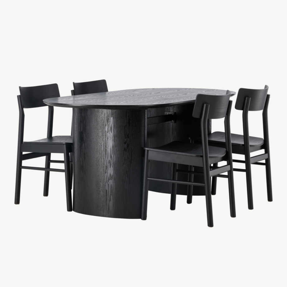 Ovaalne must MDF söögikomplekt Isolde laud ja Montros toolid, GR23629 – 3