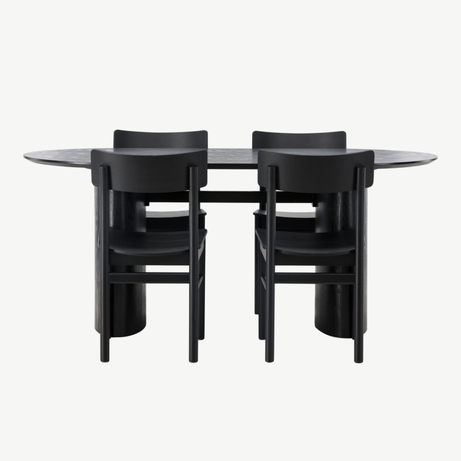 Ovaalne must MDF söögikomplekt Isolde laud ja Montros toolid, GR23629 – 5