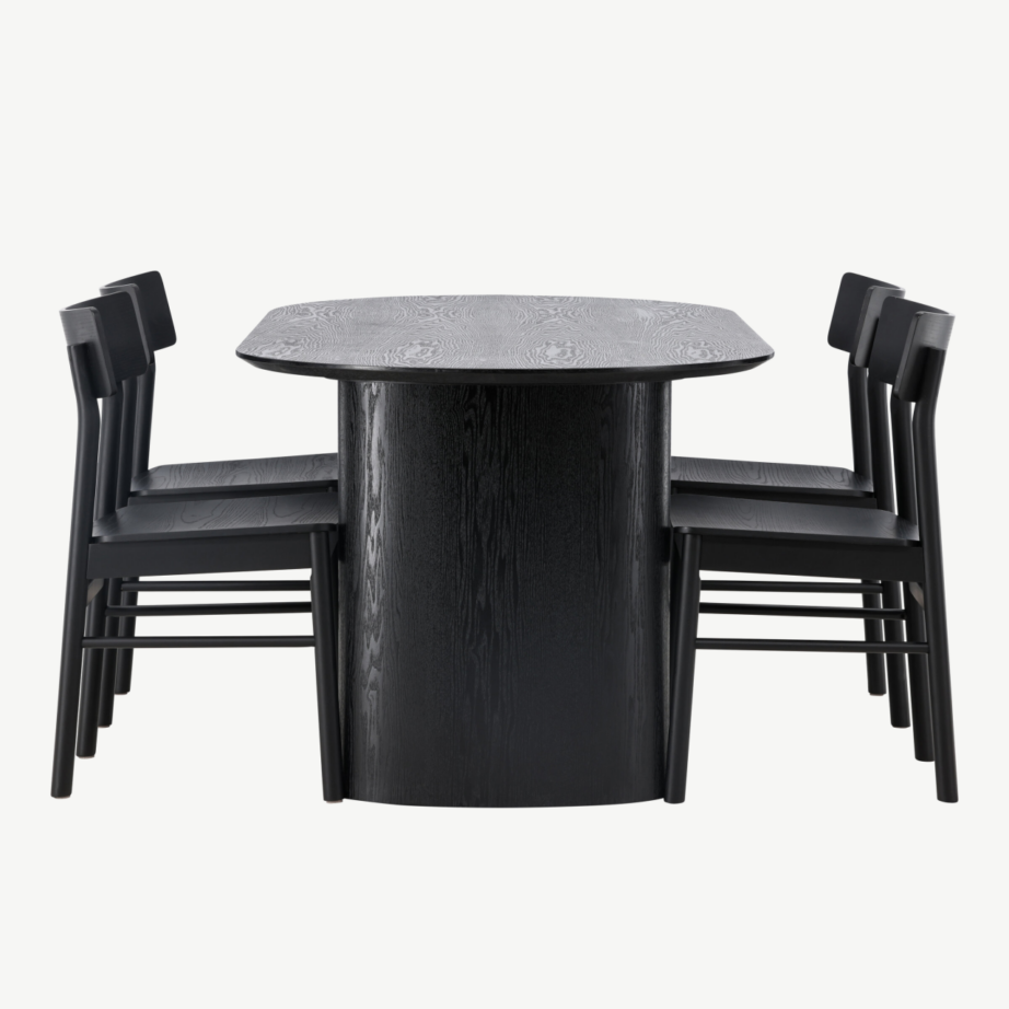 Ovaalne must MDF söögikomplekt Isolde laud ja Montros toolid, GR23629 – 7