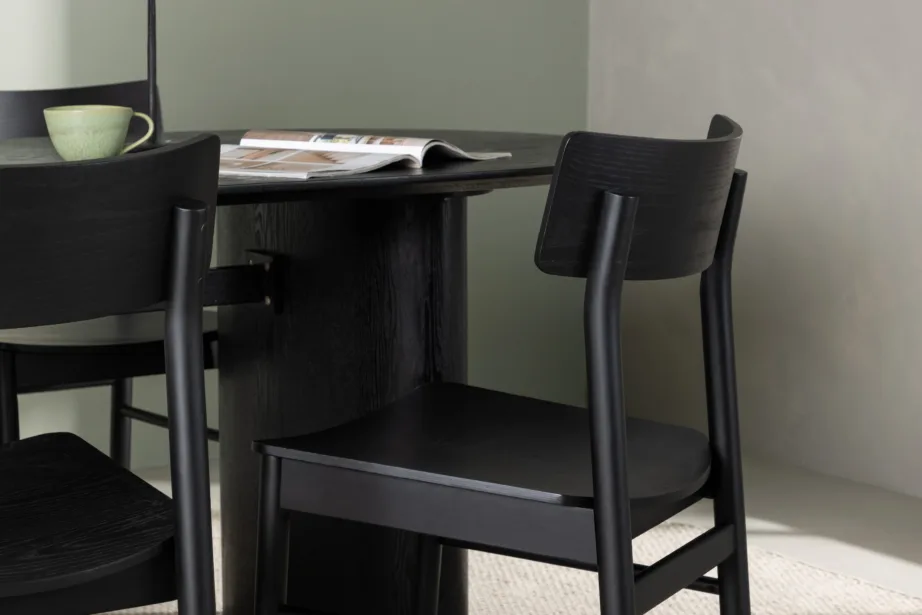 Ovaalne must MDF söögikomplekt Isolde laud ja Montros toolid, GR23629 – 9