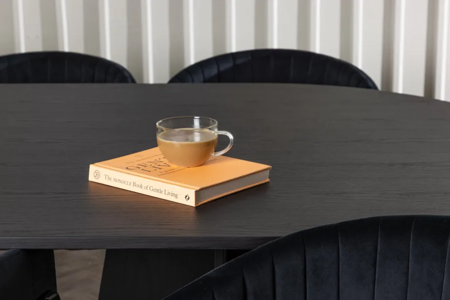 Ovaalne must söögilauakomplekt Bootcut kuue polsterdatud Selma tooliga, GR23773 – 7