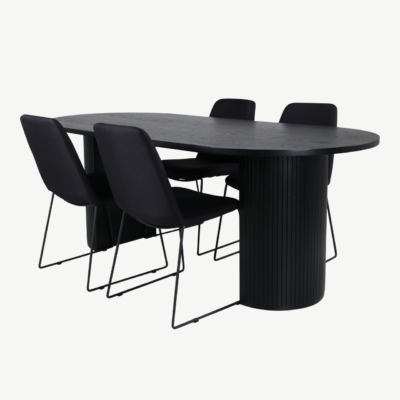 Ovaalne must söögilaud Bianca ja 4 Muce tooli - GR22200
