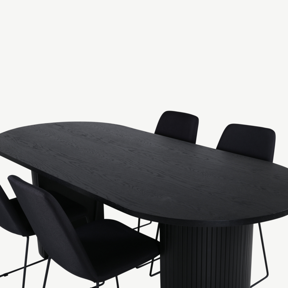 Ovaalne must söögilaud Bianca ja 4 Muce tooli, GR22200 – 3