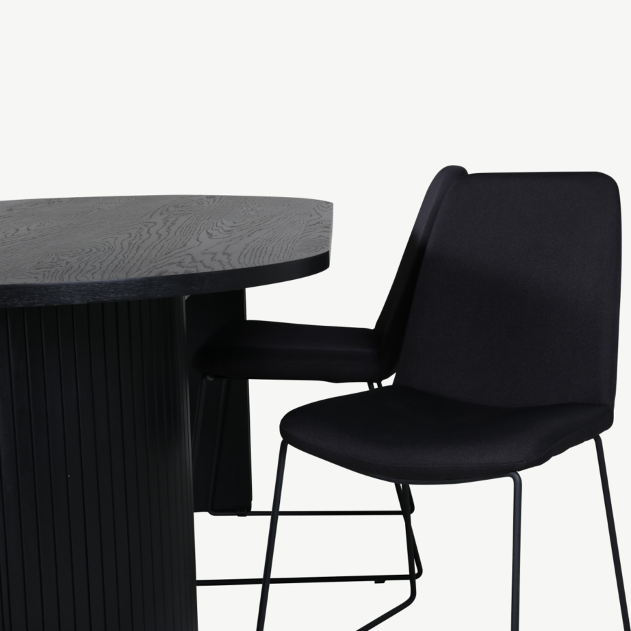 Ovaalne must söögilaud Bianca ja 4 Muce tooli, GR22200 – 4