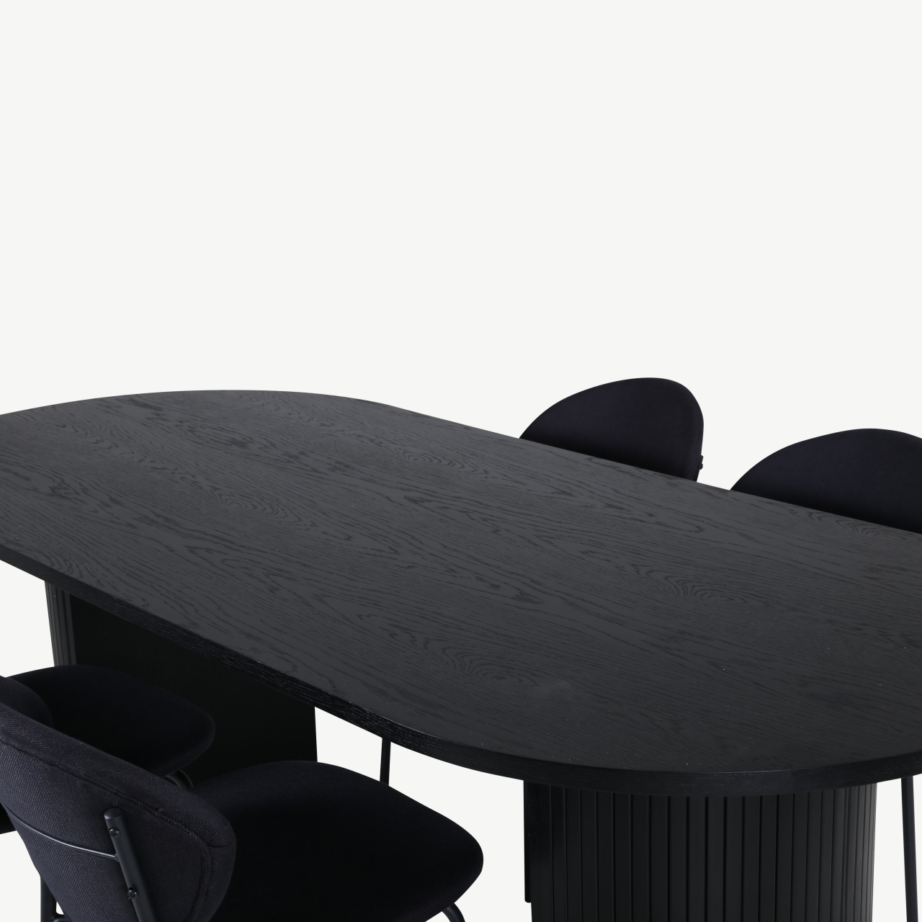 Ovaalne must söögilaud Bianca koos nelja musta Vault tooliga, GR22203 – 3