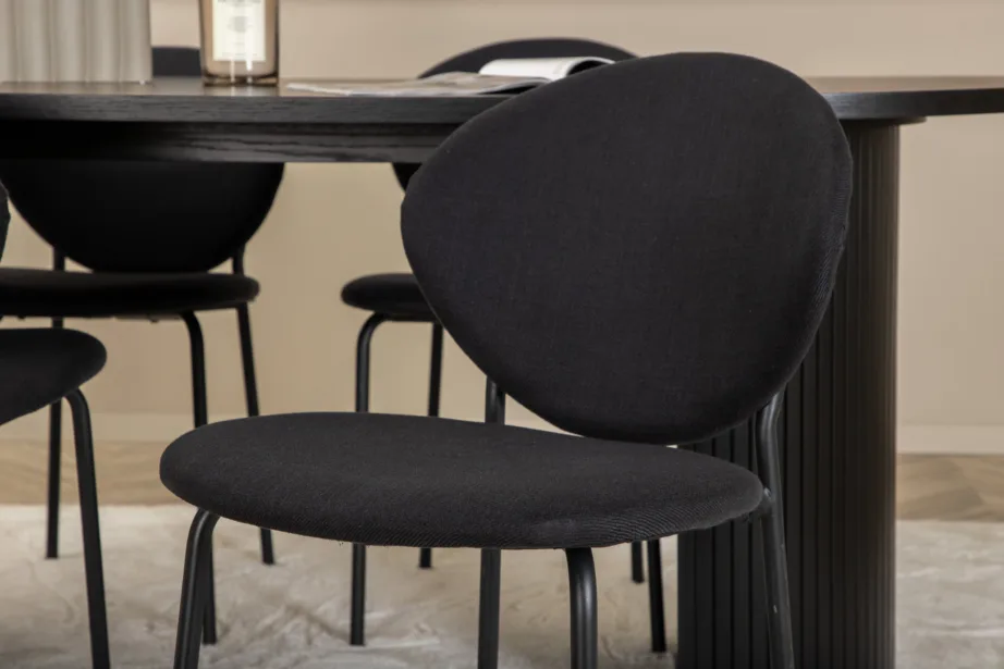 Ovaalne must söögilaud Bianca koos nelja musta Vault tooliga, GR22203 – 8