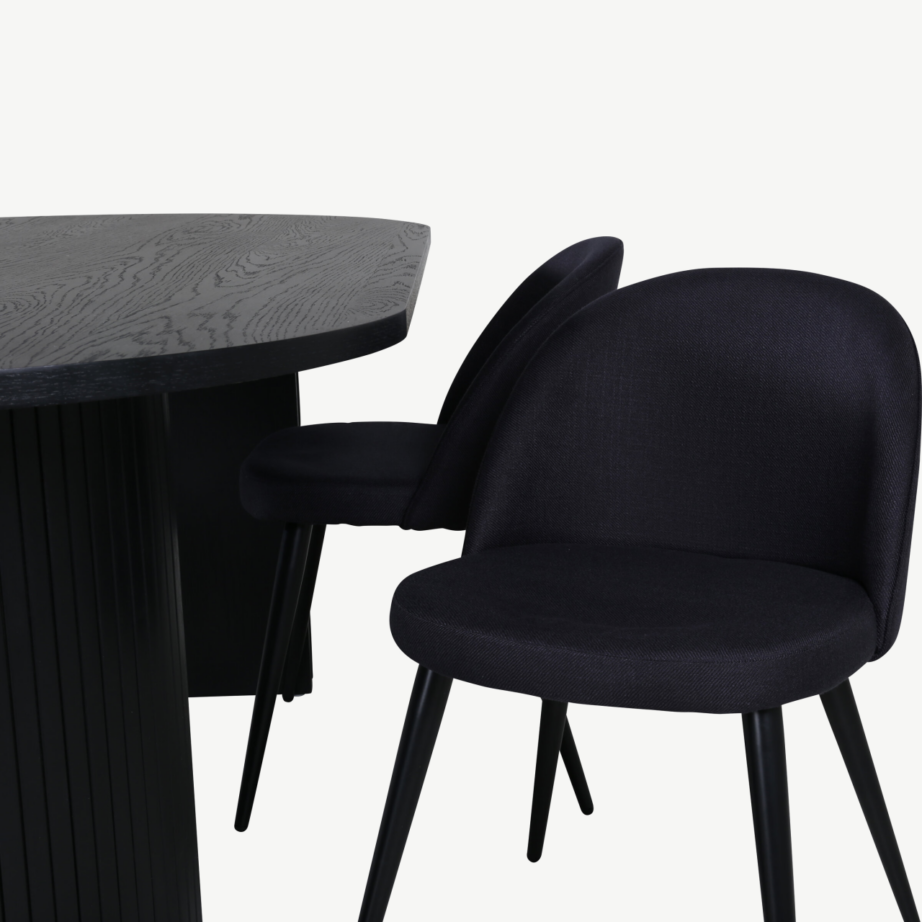 Ovaalne must söögilaud Bianca koos sametkattega toolidega, GR22204 – 4