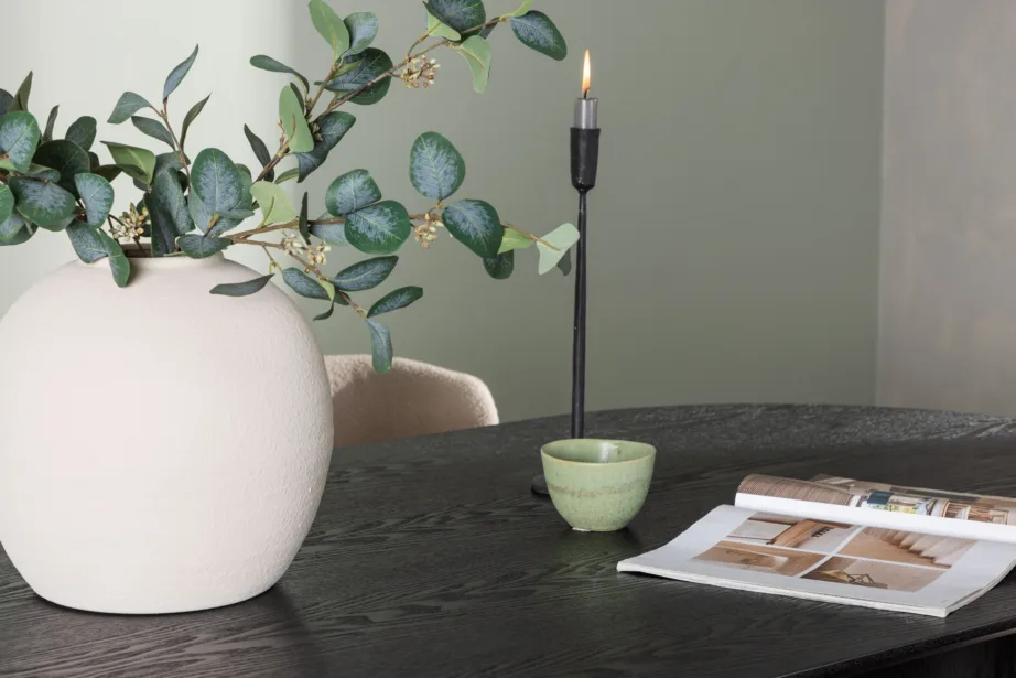 Ovaalne must söögilaud Isolde ja beež Modesto tool, GR23627 – 10