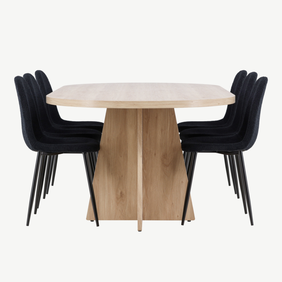 Ovaalne söögikomplekt Bootcut laud ja mustad Polar toolid (MDF, 230×115 cm), GR24552 – 2