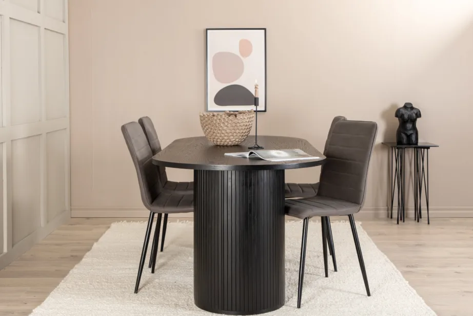 Ovaalne söögilauakomplekt Bianca (must spoon, 4 halli mikrokiust tooli), GR22468 – 5