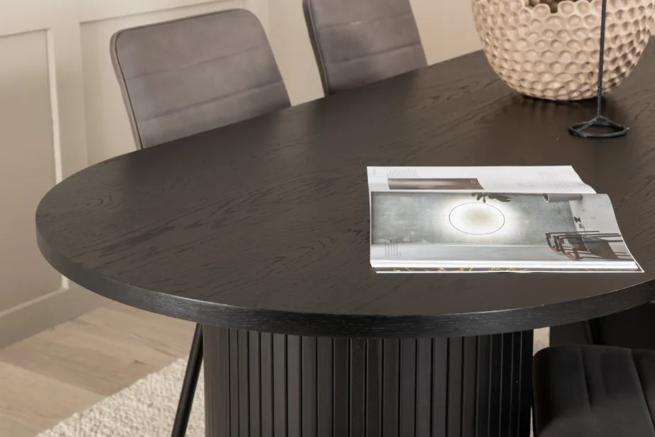 Ovaalne söögilauakomplekt Bianca (must spoon, 4 halli mikrokiust tooli), GR22468 – 7