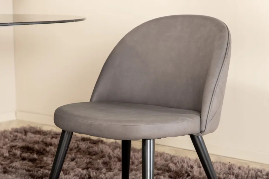 Ovaalne söögilauakomplekt Pillan (musta klaasplaadiga, hallid polsterdatud toolid), GR22374 – 8