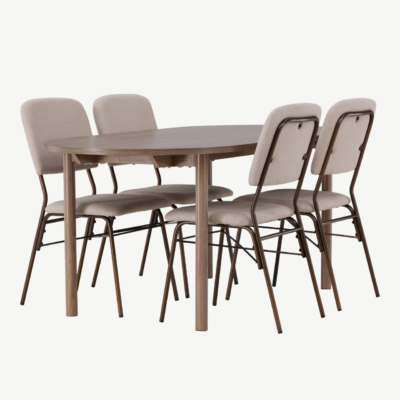Ovaalne söögilaud Andy ja beež söögitool Seda (4 tk), MDF, teras - GR23671