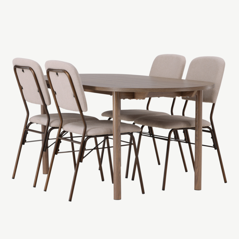 Ovaalne söögilaud Andy ja beež söögitool Seda (4 tk), MDF, teras - GR23671