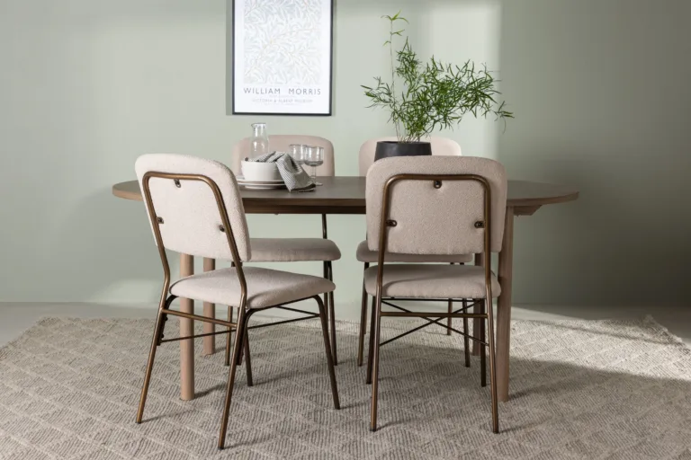 Ovaalne söögilaud Andy ja beež söögitool Seda (4 tk), MDF, teras - GR23671