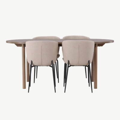 Ovaalne söögilaud Andy ja beežid Modesto toolid (MDF, buklee, 180x90 cm) - GR23677