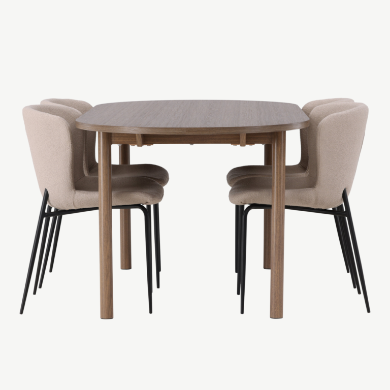 Ovaalne söögilaud Andy ja beežid Modesto toolid (MDF, buklee, 180x90 cm) - GR23677