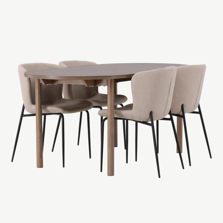 Ovaalne söögilaud Andy ja beežid Modesto toolid (MDF, buklee, 180x90 cm) - GR23677