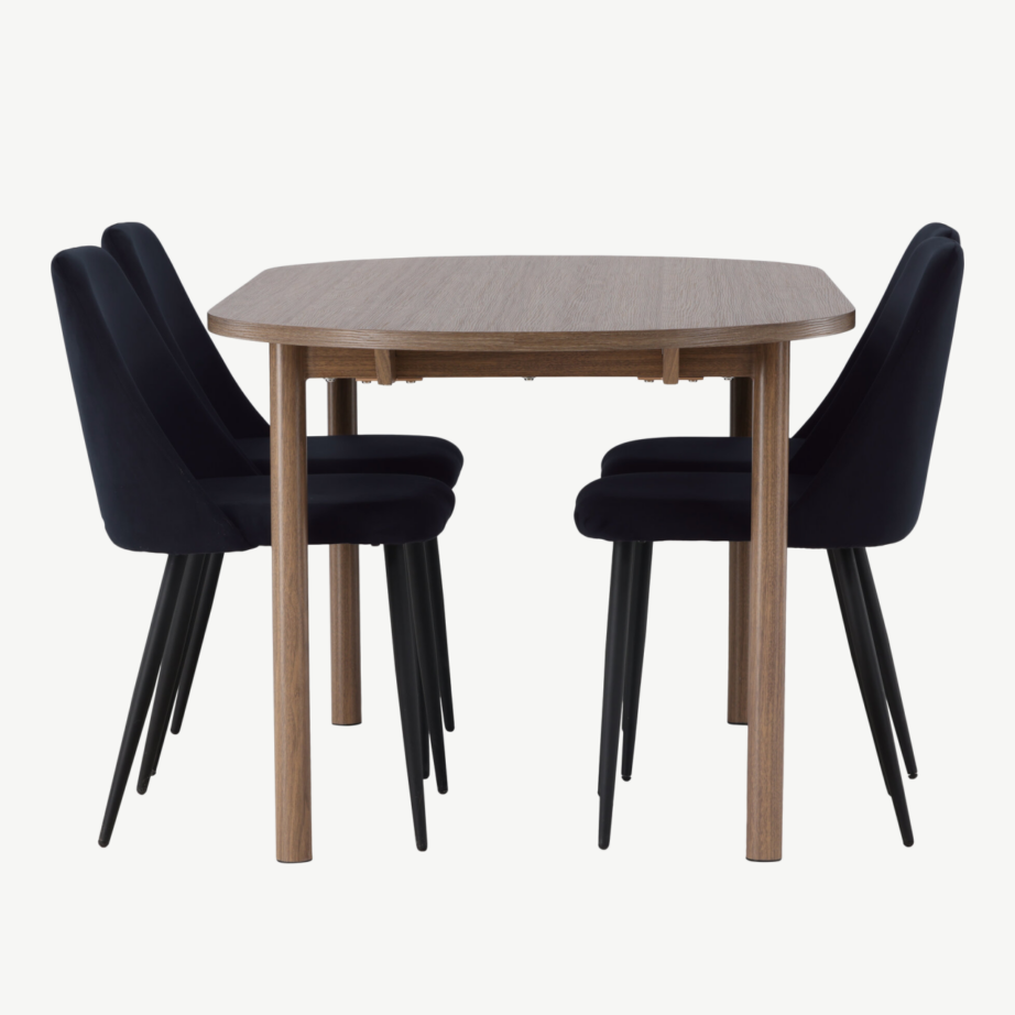 Ovaalne söögilaud Andy ja musta velvetkattega Night toolid (4 tk), MDF, GR23676 – 3