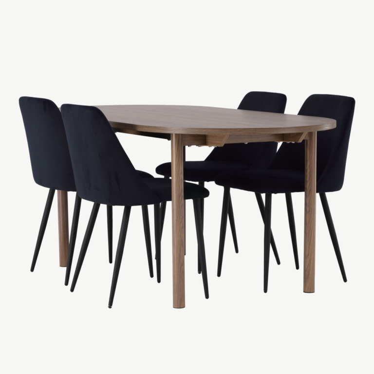 Ovaalne söögilaud Andy ja musta velvetkattega Night toolid (4 tk), MDF - GR23676