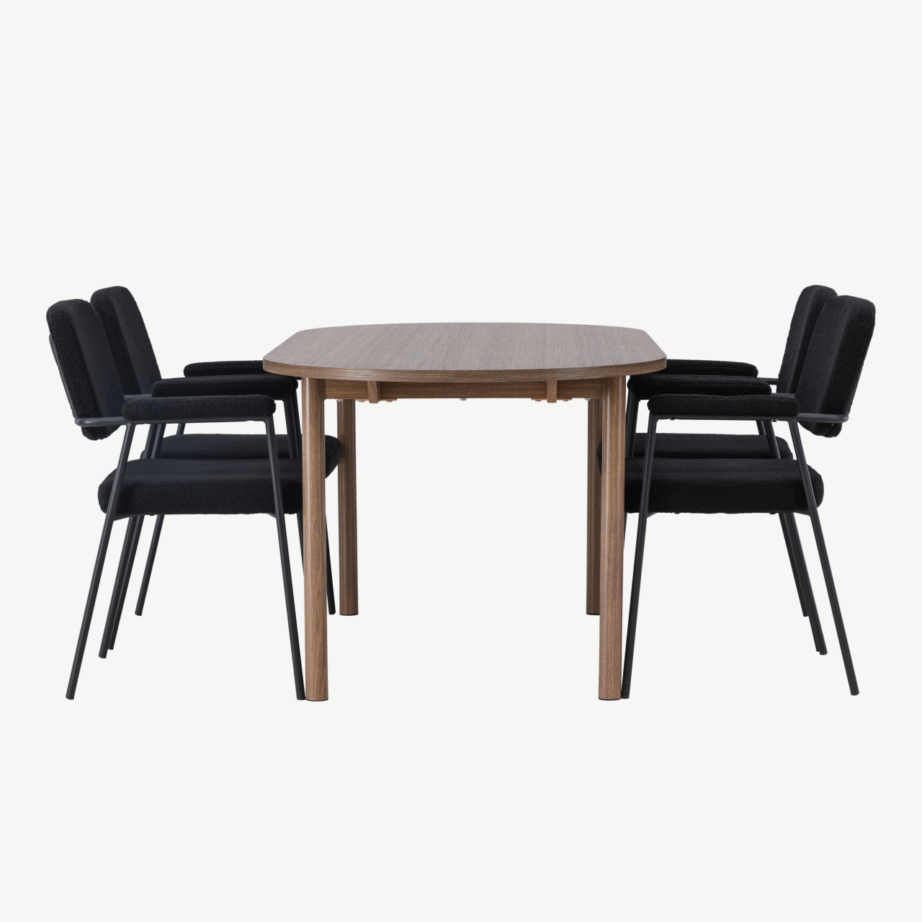 Ovaalne söögilaud Andy ning mustad bukleekangast toolid Yesterday sarjast, GR23674 – 3