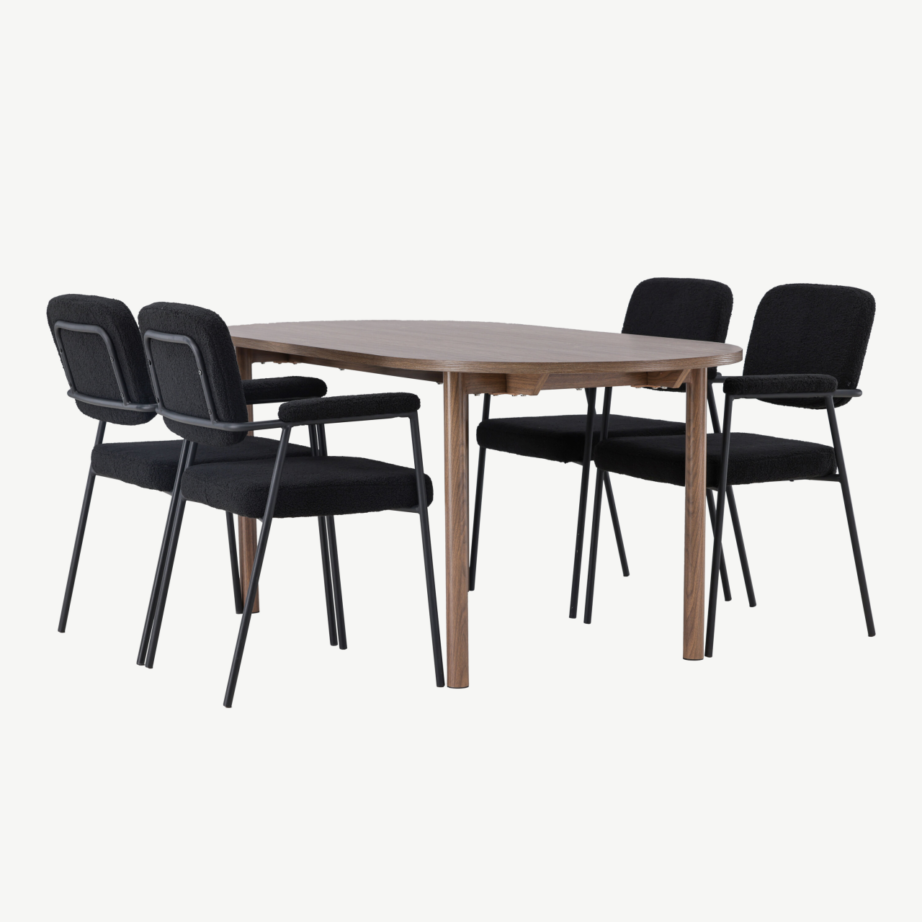 Ovaalne söögilaud Andy ning mustad bukleekangast toolid Yesterday sarjast, GR23674 – 4