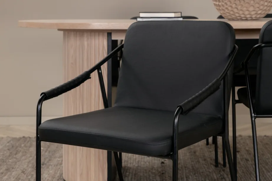 Ovaalne söögilaud Bianca valge peitsiga, 4 musta tooliga, GR22177 – 3