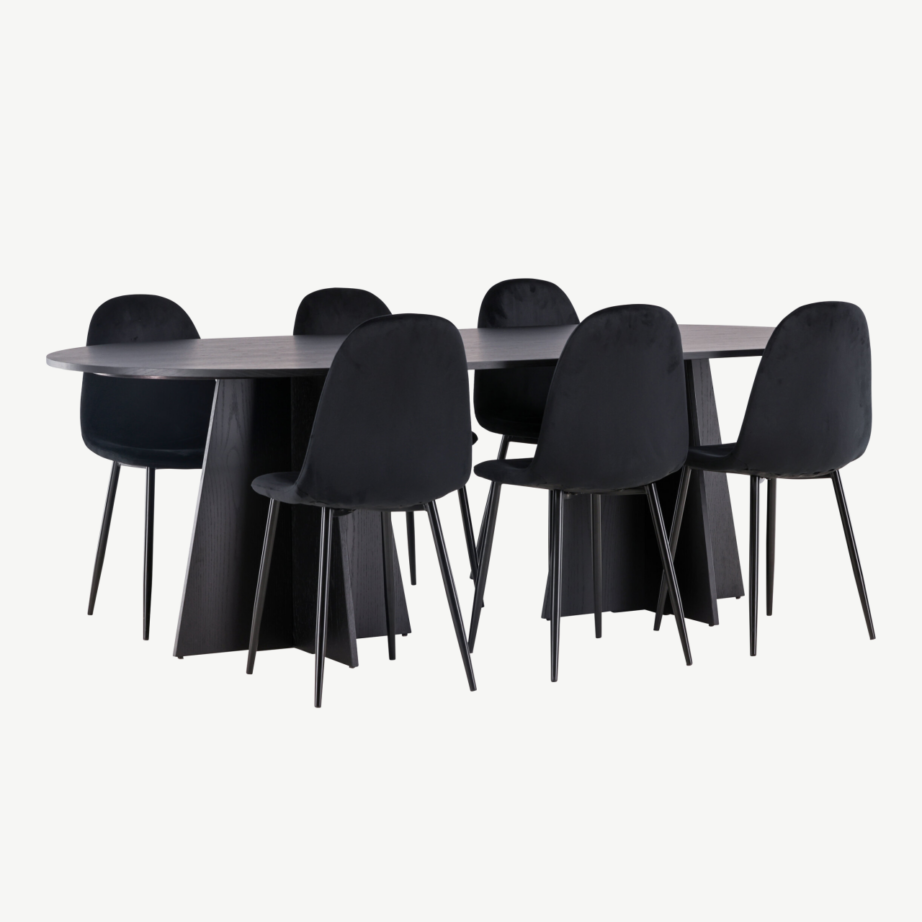 Ovaalne söögilaud Bootcut musta spooniga ja Polar sametist söögitoolid, GR22858 – 4