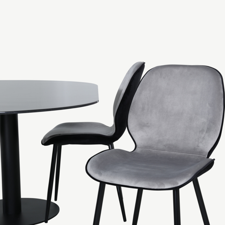 Ovaalne söögilaud Pillan musta klaaspinnaga + Emma velvetkattega tool (must/hall), GR22368 – 4