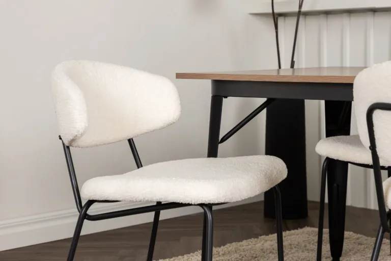 Pähklitooni MDF lauaga söögilaud Tempe ja valgete buklee toolidega Chico (4 tk) - GR22982
