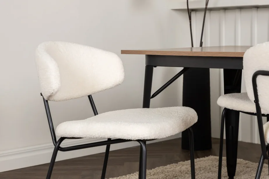 Pähklitooni MDF lauaga söögilaud Tempe ja valgete buklee toolidega Chico (4 tk), GR22982 – 9