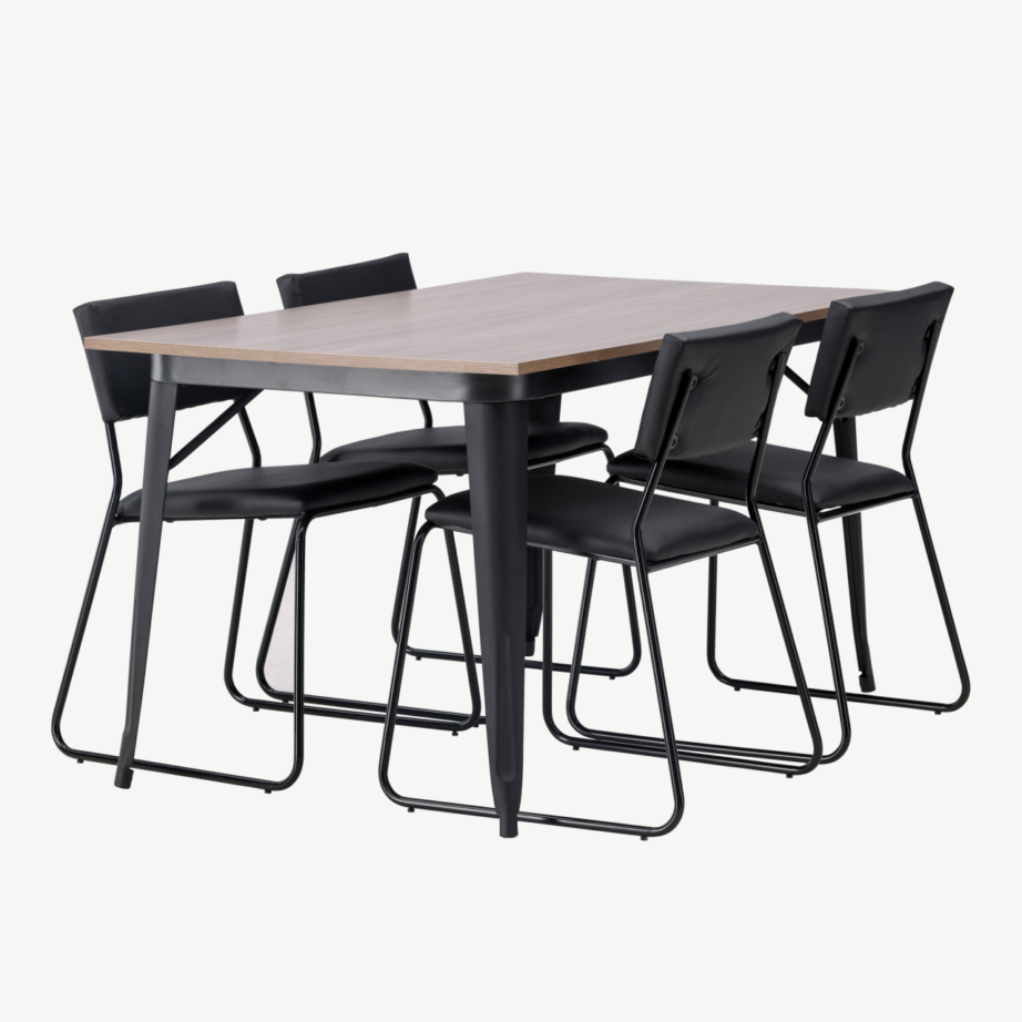 Pähklitooni MDF söögilaud Tempe ja mustad Kenth toolid (6-osaline komplekt), GR22926 – 3