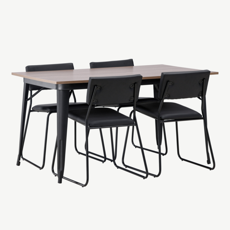 Pähklitooni MDF söögilaud Tempe ja mustad Kenth toolid (6-osaline komplekt) - GR22926