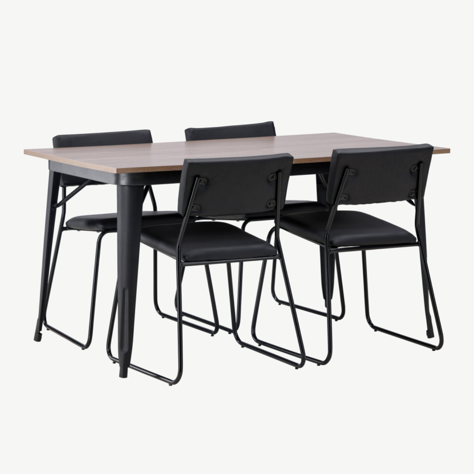 Pähklitooni MDF söögilaud Tempe ja mustad Kenth toolid (6-osaline komplekt), GR22926 – 4